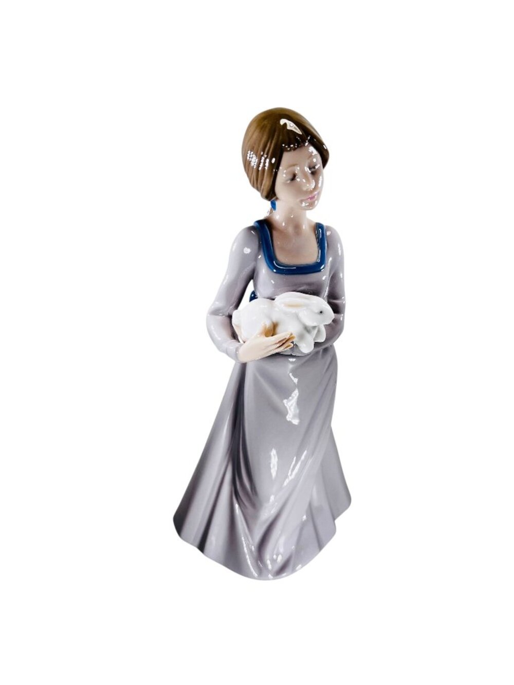 Nao by Lladro Precious Bundle Girl with Bunny Rabbit 1991 Daisa Figurine Spain